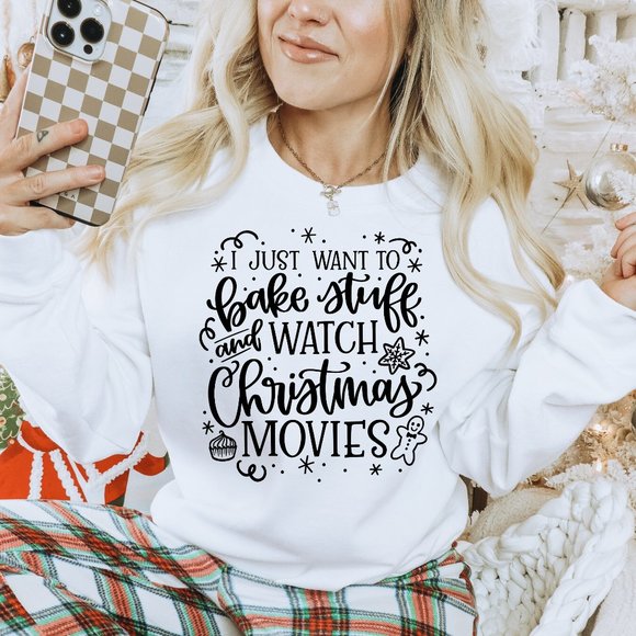 Tops Bake Stuff Watch Christmas Movies Sweatshirt Unisex Christmas